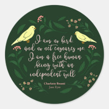 Green Floral Bird Charlotte Bronte Jane Eyre Zitat