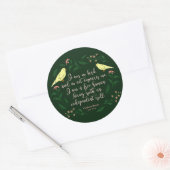 Green Floral Bird Charlotte Bronte Jane Eyre Zitat Runder Aufkleber (Umschlag)