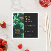 Green Floral Black und Gold Chic 50 Jahre alt Serviette (Beispiel)