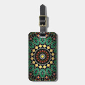 Green Floral Boho Verziert Mandala Gepäckanhänger (Vorderseite vertikal)