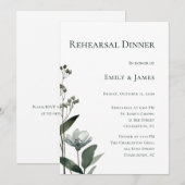 Green Floral Botanical Wedding Einladung (Vorne/Hinten)