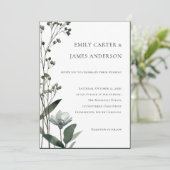 Green Floral Botanical Wedding Einladung (Stehend Vorderseite)