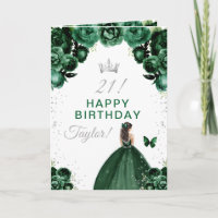 Green Floral Brünett Hair Girl Happy Birthday
