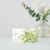Green Floral Business Card Visitenkarte (Stehend Vorderseite)