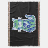 Green Floral Cat  Decke (Vorderseite Vertikal)