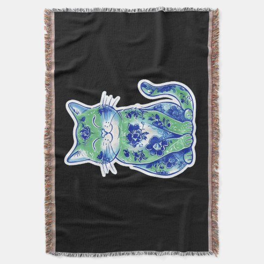 Green Floral Cat Decke (Vorderseite Vertikal)