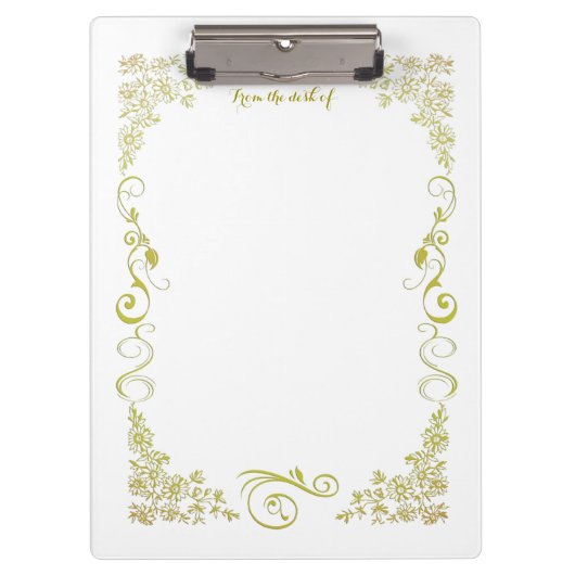Green Floral Clipboard Klemmbrett (Vorderseite)