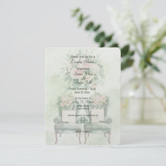 Green Floral Couples Shower (Stehend Vorderseite)
