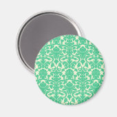 Green Floral Damask Magnet (Vorderseite/Rückseite)