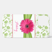 Green Floral Damask Pink Gerber Daisy Case-Mate iPhone Hülle (Rückseite (Horizontal))