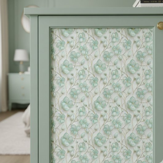 Green Floral Decoupage Tissue Paper Seidenpapier