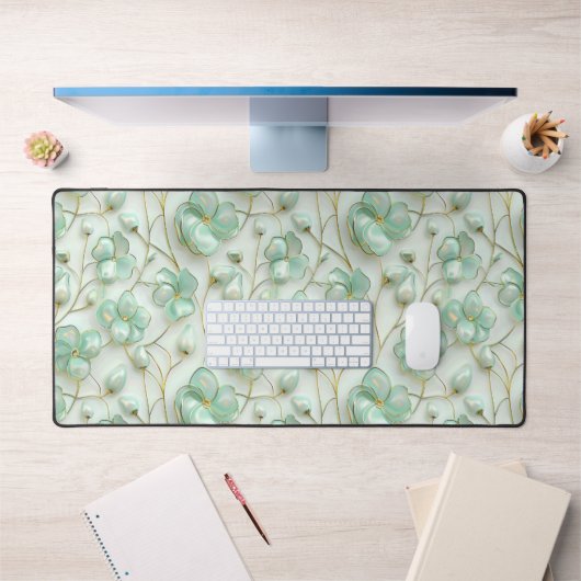 Green Floral Desk Mat Schreibtischunterlage (Büro 1)
