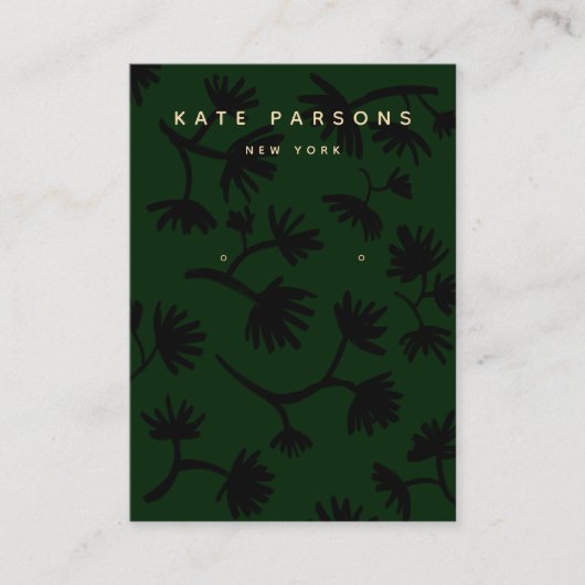 Green Floral Earring Juwelier Display Visitenkarte (Vorderseite)