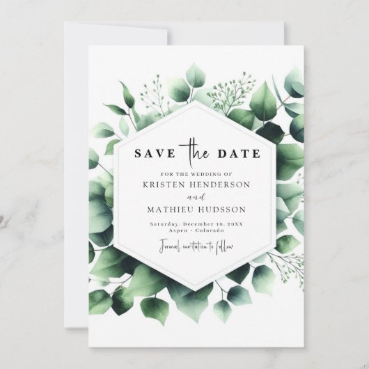 Green Floral Eucalyptus Digital Wedding Save The Date (Vorderseite)