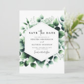 Green Floral Eucalyptus Digital Wedding Save The Date (Stehend Vorderseite)