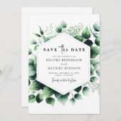 Green Floral Eucalyptus Digital Wedding Save The Date (Vorne/Hinten)