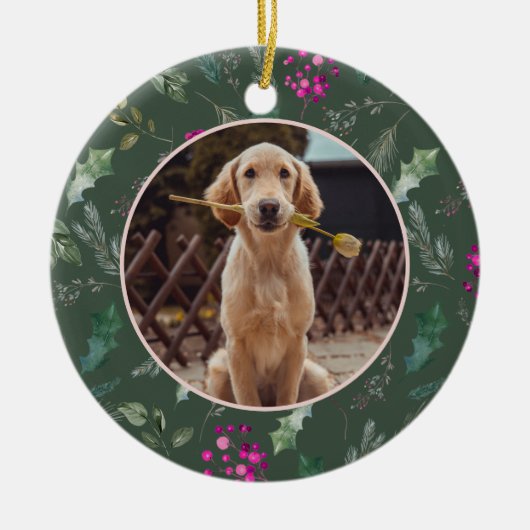Green Floral First Christmas Ornament (Vorne)