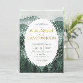 Green Floral Forest Classic Watercolor Wedding  Einladung (Stehend Vorderseite)