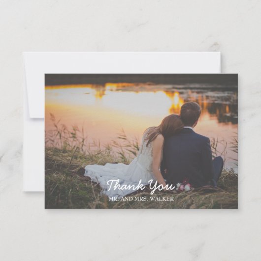 Green Floral Foto Hochzeit / Dusche Danke Karte (Vorderseite)