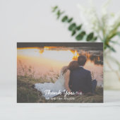 Green Floral Foto Hochzeit / Dusche Danke Karte (Stehend Vorderseite)