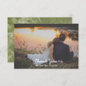 Green Floral Foto Hochzeit / Dusche Danke Karte (Vorne/Hinten)