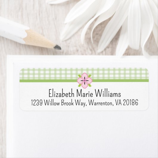 Green Floral Gingham Rücksendeadresse (Insitu)