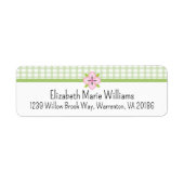 Green Floral Gingham Rücksendeadresse (Vorne)