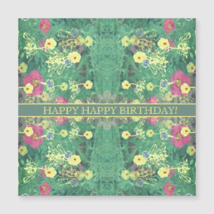 Green Floral "Glücklich zum Geburtstag!" Magnetkar Magnetkarte