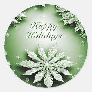 Green Floral Holiday Weihnachtsaufkleber Runder Aufkleber