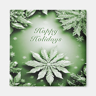 Green Floral Holiday Weihnachtsmagnet Magnet
