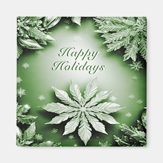 Green Floral Holiday Weihnachtsmagnet Magnet (Vorne)