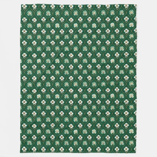 Green Floral Lattice Pattern Fleecedecke (Vorderseite)