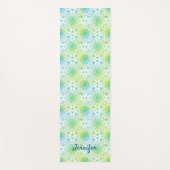 Green Floral Mandala Muster auf weißem Hintergrund Yogamatte (Vorderseite)