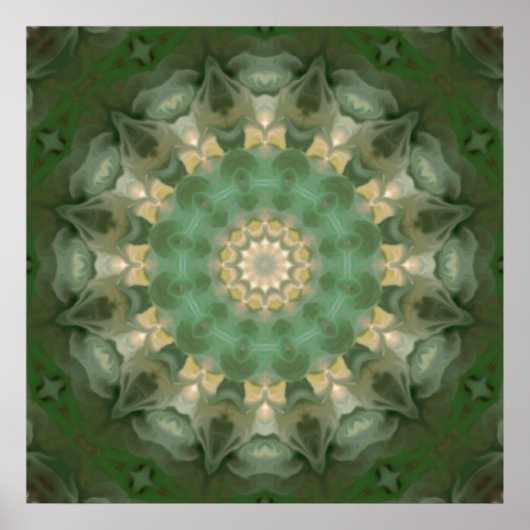Green Floral Medallion Kaleidoskop Poster (Vorne)