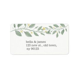 Green Floral Minimalistisch Address Label Adressaufkleber