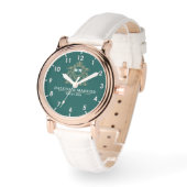 Green Floral Monogram Wedding Personalized Couple Armbanduhr (Winkel)