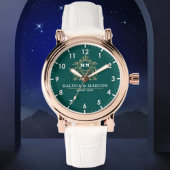  Green Floral Monogram Wedding Personalized Couple Armbanduhr