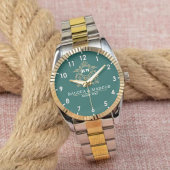  Green Floral Monogram Wedding Personalized Couple Armbanduhr