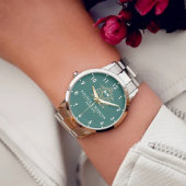 Green Floral Monogram Wedding Personalized Couple Armbanduhr