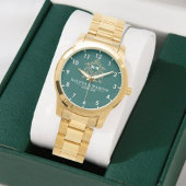  Green Floral Monogram Wedding Personalized Couple Armbanduhr