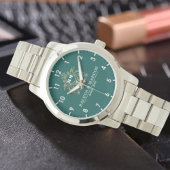 Green Floral Monogram Wedding Personalized Couple Armbanduhr