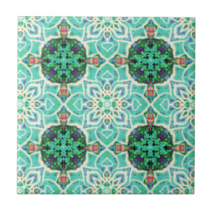 Green Floral Muster Tile Fliese