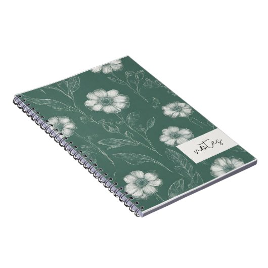 Green Floral Notebook Notizblock (Rechte Seite)
