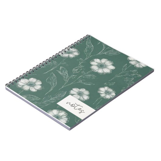 Green Floral Notebook Notizblock (Linke Seite)