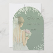 Green Floral On Budget Wedding  Einladung (Rückseite)