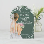 Green Floral On Budget Wedding  Einladung (Stehend Vorderseite)