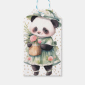 Green Floral Panda Baby Burp Tuch Geschenkanhänger (Vorderseite)