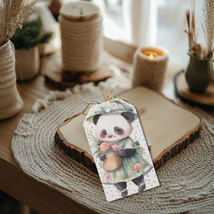 Green Floral Panda Baby Burp Tuch Geschenkanhänger