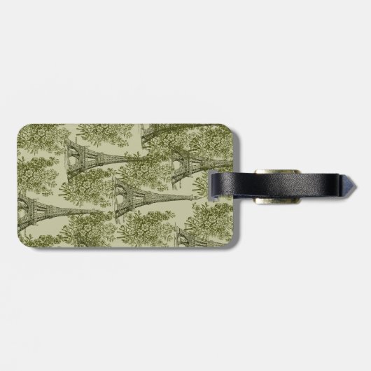 Green Floral Paris Eiffel Tower Gepäckanhänger (Rückseite horizontal)