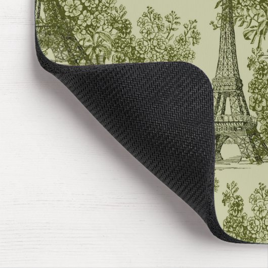 Green Floral Paris Eiffel Tower Mousepad (Ecke)